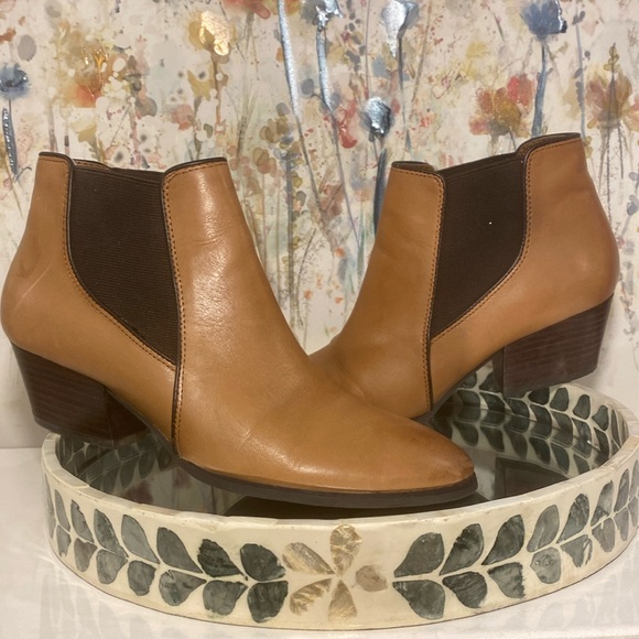 Franko Sarto Leather Tan Leather Ankle Boot Booties Size 7 - Picture 1 of 16